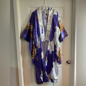 Vibrant Purple Floral Kimono Robe Cosplay- NWT
